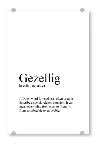 Acrylglasbild "Gezellig - Definition" artboxONE - Typografie,Menschen,Schwarzweiß
