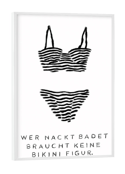 Poster mit weißem Rahmen "Bikini Figur" artboxONE - Typografie,Menschen,Fashion - Nackt,Bikini,Baden,Bikini figur,Schwarzweiß