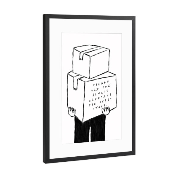 Poster mit Rahmen Schwarz (Metallic) "Starker Papa" artboxONE - Menschen,Schwarzweiß,Für Papa,Männer