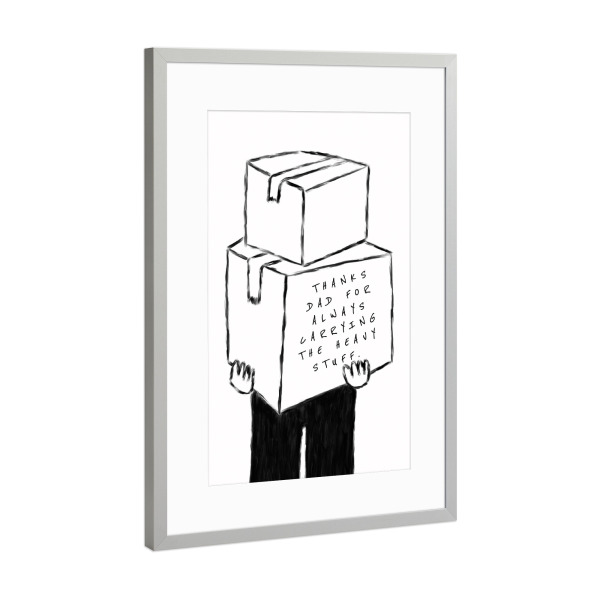 Poster mit Rahmen Silber "Starker Papa" artboxONE - Menschen,Schwarzweiß,Für Papa,Männer