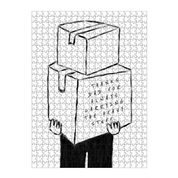 artboxONE Puzzle "Starker Papa" artboxONE - Menschen,Schwarzweiß,Für Papa,Männer - Papa,Stark,Kisten,Schleppen,Umzug,Typo,Typografie,Schwarzweiß