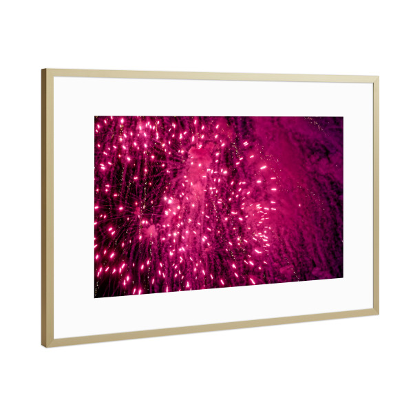 Poster mit Rahmen Gold "Feuerwerk - Rotes Bukett" artboxONE - Abstrakt