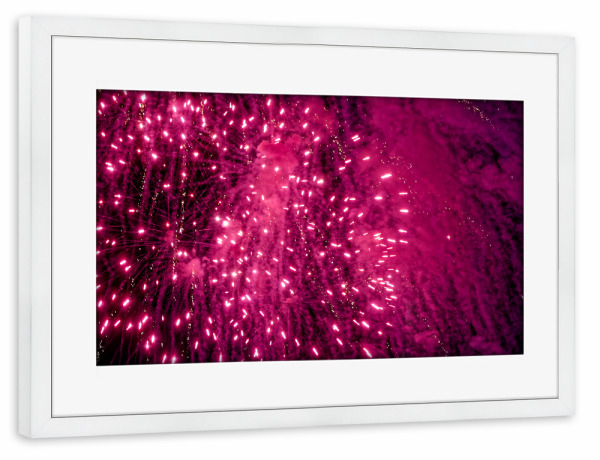 Poster mit Rahmen weiß "Feuerwerk - Rotes Bukett" artboxONE - Abstrakt