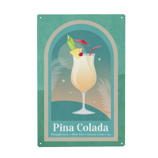 Metall Poster "Tuna boylu - Pina Colada" artboxONE - Typografie,Essen & Trinken,Essen & Trinken / Alkohol