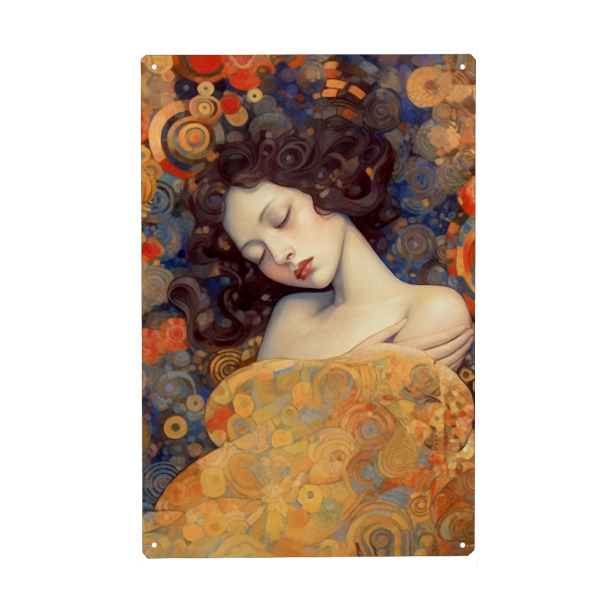 Holzbild "Tunaboylu - Sleeping Beauty" artboxONE - Menschen - Portrait,Frau,Feminin,Fashion,Mode,Beauty,Haare,Klimt