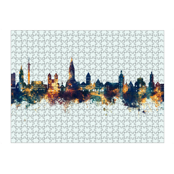 artboxONE Puzzle "Paderborn Skyline Winter" artboxONE - Städte - Paderborn,Deutschland,Deutschlandskyline,Stadtbild,Stadtbild,Aquarell,Malerei
