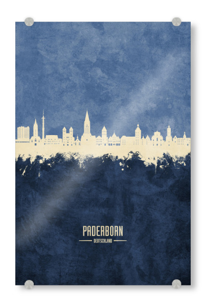 Acrylglasbild "Paderborn Skyline Marine" artboxONE - Städte - Paderborn,Deutschland,Deutschlandskyline,Stadtbild,Stadtbild,Aquarell,Malerei