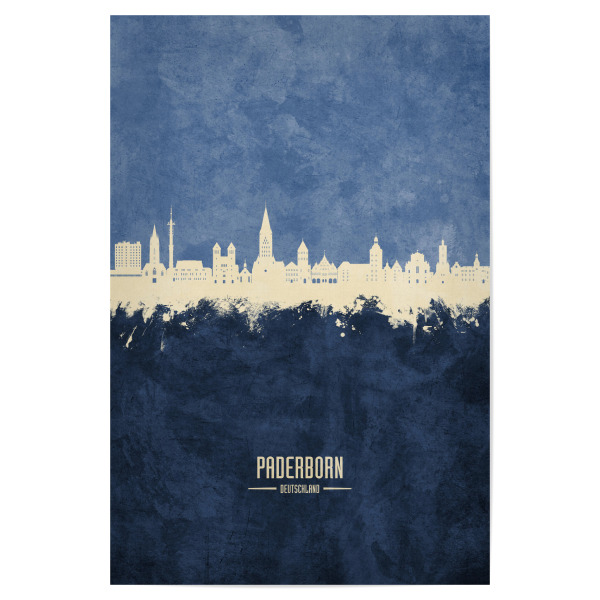 Poster "Paderborn Skyline Marine" artboxONE - Städte - Paderborn,Deutschland,Deutschlandskyline,Stadtbild,Stadtbild,Aquarell,Malerei