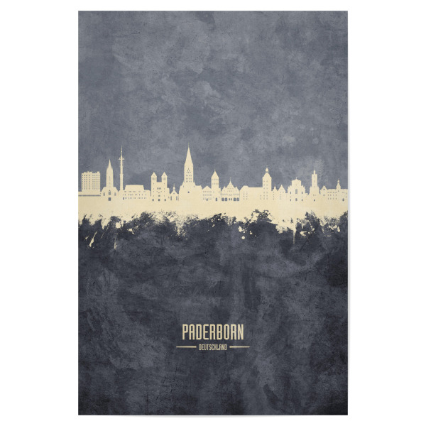 Poster 30x20 cm "Paderborn Skyline Grau" artboxONE - Städte - Paderborn,Deutschland,Deutschlandskyline,Stadtbild,Stadtbild,Aquarell,Malerei