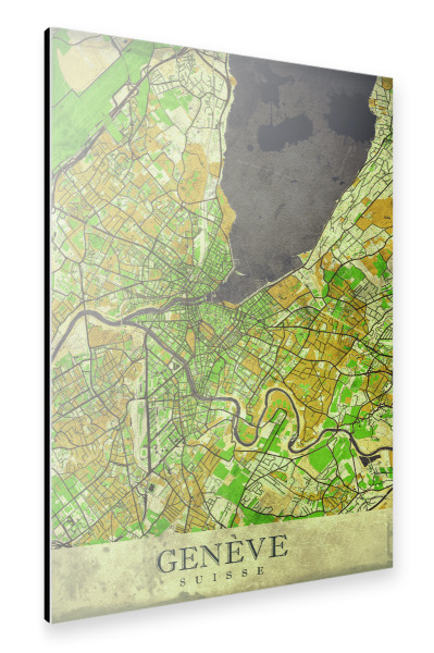 Alu-Dibond "Genf Vintage City Map" 30x20 cm artboxONE