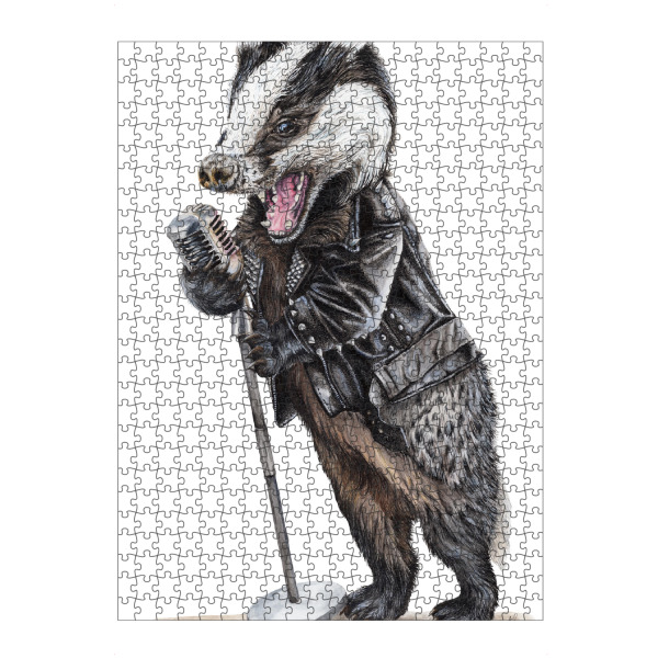 artboxONE Puzzle "Rock'n Badger" artboxONE - Tiere,Musik,Lustig - Tiere,Humor,Lustig,Rock n roll,Musik,Singen,Mikrofon,Dachs - Bild tiere