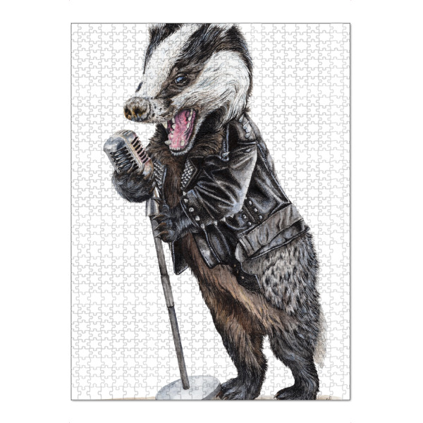 Puzzle Ravensburger "Rock'n Badger" artboxONE - Tiere,Musik,Lustig - Tiere,Humor,Lustig,Rock n roll,Musik,Singen,Mikrofon,Dachs - Bild tiere