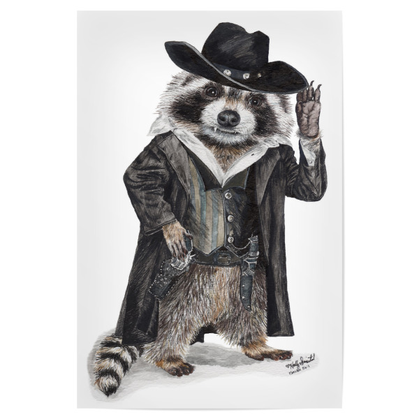 Poster "Waschbär-Bandit" artboxONE - Tiere,Lustig - Tiere,Wald,Western,Cowboy,Bandit,Waschbär,Fantasie,Humor,Lustig