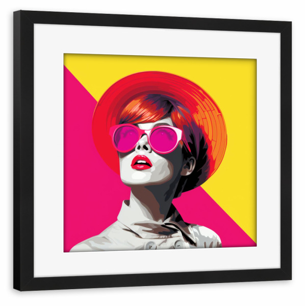 Poster mit Rahmen schwarz "MILA FRAU" artboxONE - Reise,Menschen,Fashion - Frau,Frau,Pop-art,Pantone,Farben,Sonnenbrille,Sonnenbrille