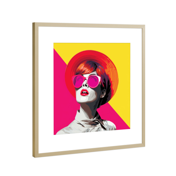 Poster mit Rahmen Gold "MILA FRAU" artboxONE - Reise,Menschen,Fashion - Frau,Frau,Pop-art,Pantone,Farben,Sonnenbrille,Sonnenbrille