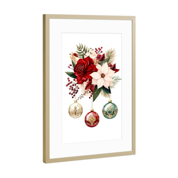 Poster mit Rahmen Gold "Winterblumen Kunst" artboxONE - Abstrakt,Fashion,Weihnachten,Festivals,Lustig
