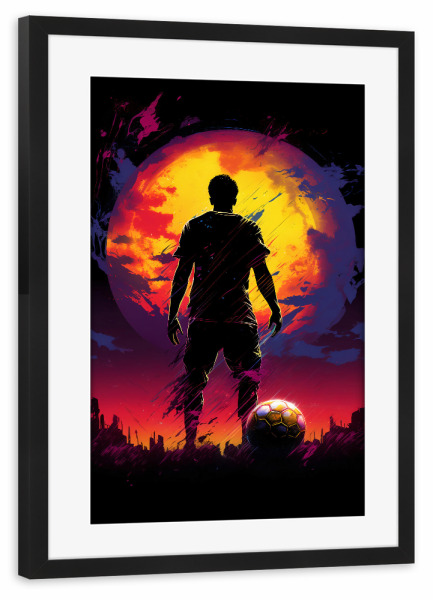 Poster mit Rahmen schwarz "Football Colorful (matart)" artboxONE - Sport / Fußball - Fußball,Fußballer,Fußball,Spieler,Ball,Team,Sport