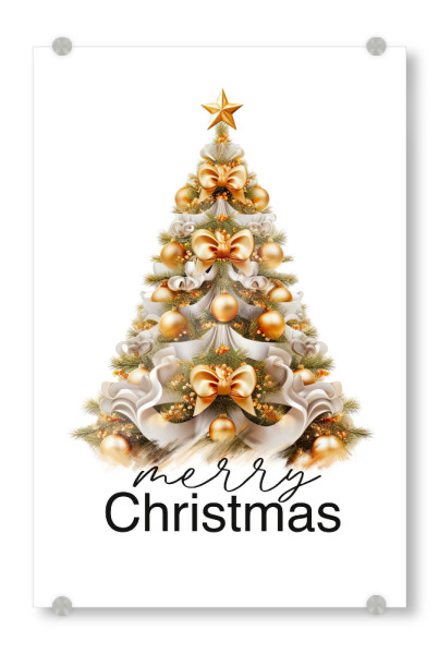 Acrylglasbild "Frohe Weihnachten, Goldbaum" artboxONE - Für Kinder,Fashion,Weihnachten,Festivals,Lustig