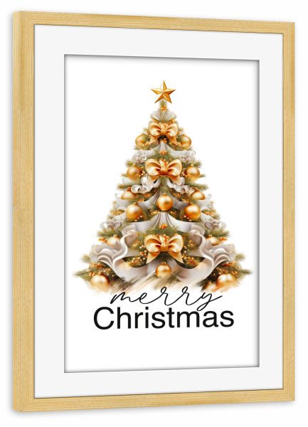 Poster mit Rahmen kiefer "Frohe Weihnachten, Goldbaum" artboxONE - Für Kinder,Fashion,Weihnachten,Festivals,Lustig