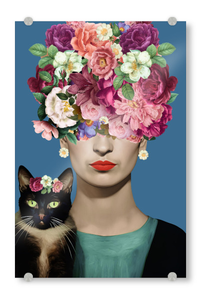 Acrylglasbild "Frida Animal Love" artboxONE - Floral,Tiere,Menschen