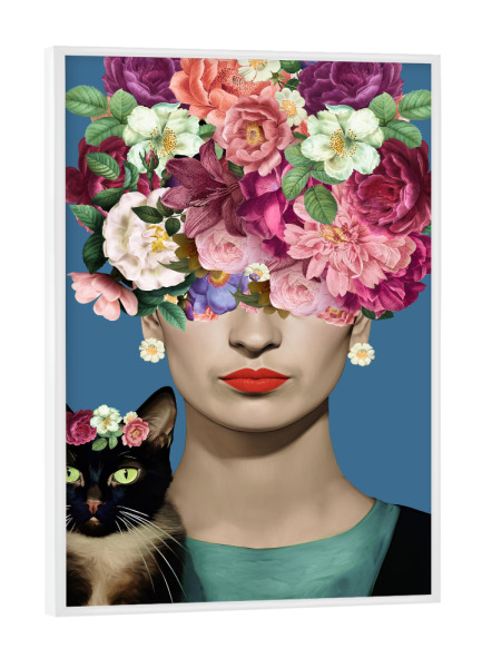 Poster mit weißem Rahmen "Frida Animal Love" artboxONE - Floral,Tiere,Menschen