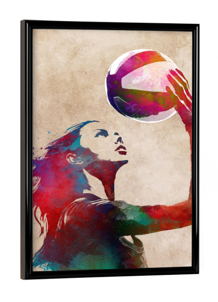 Poster mit schwarzem Rahmen "Volleyballsportkunst A" artboxONE - Sport,Sport / Sommerspiele - Volleyball,Beachvolleyball,Sport,Spiel,Grafik