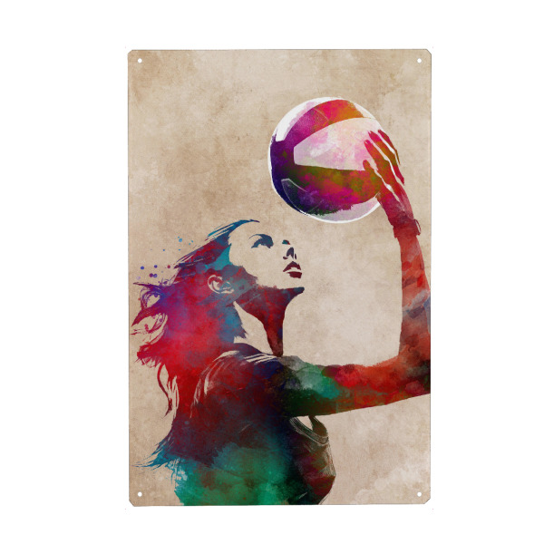 Metall Poster "Volleyballsportkunst A" artboxONE - Sport,Sport / Sommerspiele - Volleyball,Beachvolleyball,Sport,Spiel,Grafik - Blechschild