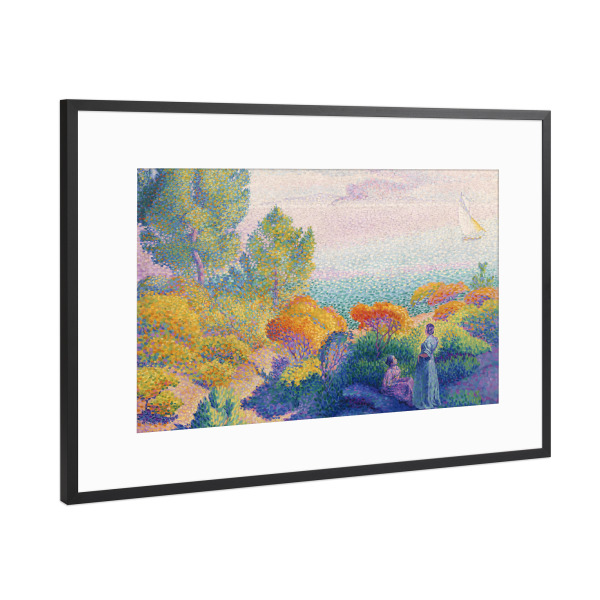 Poster mit Rahmen Schwarz (Metallic) "Zwei Frauen am Ufer" artboxONE - Natur,Reise,Reise / Länder