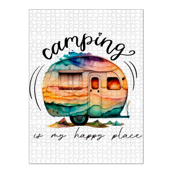 Puzzle Ravensburger "Camping ist mein glücklicher Ort" artboxONE - Automobile,Fashion,Buchstaben,Für Papa,Lustig