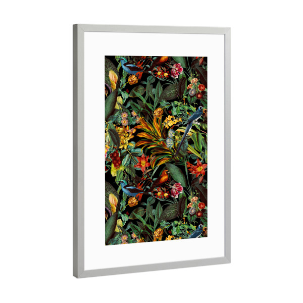 Poster mit Rahmen Silber "Vogelweltnacht" artboxONE - Natur,Floral,Tiere