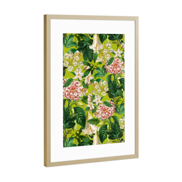 Poster mit Rahmen Gold "Grüner Sommergarten" artboxONE - Natur,Floral,Liebe