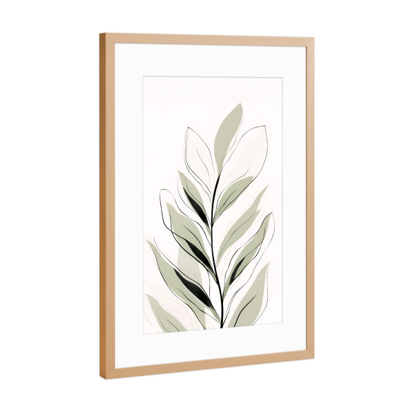 Poster mit Rahmen Kupfer "Blattgrün Zweig" artboxONE - Natur,Floral,Abstrakt