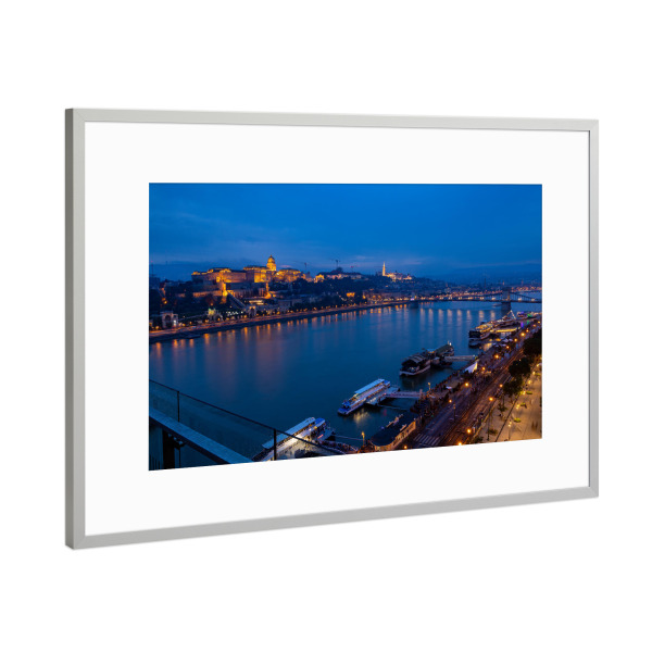 Poster mit Rahmen Silber "Budapest an der blauen Donau" artboxONE - Architektur,Städte / Budapest