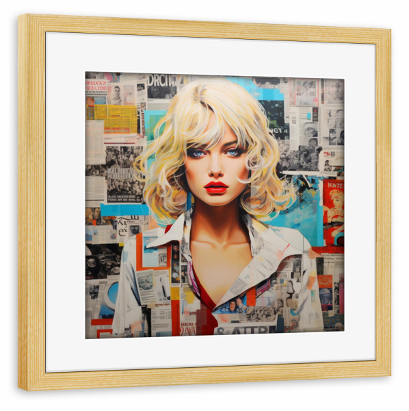 Poster mit Rahmen kiefer "ZEITUNGSSCHÖNHEIT" artboxONE - Menschen,Fashion,Streetart,Für Mama - Zeitung,Schönheit,Frau,Popart