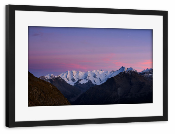 Poster mit Rahmen schwarz "Sonnenuntergang im Bernina-Gebirge" artboxONE - Natur,Reise