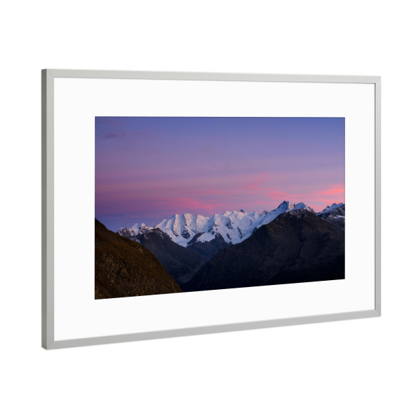 Poster mit Rahmen Silber "Sonnenuntergang im Bernina-Gebirge" artboxONE - Natur,Reise