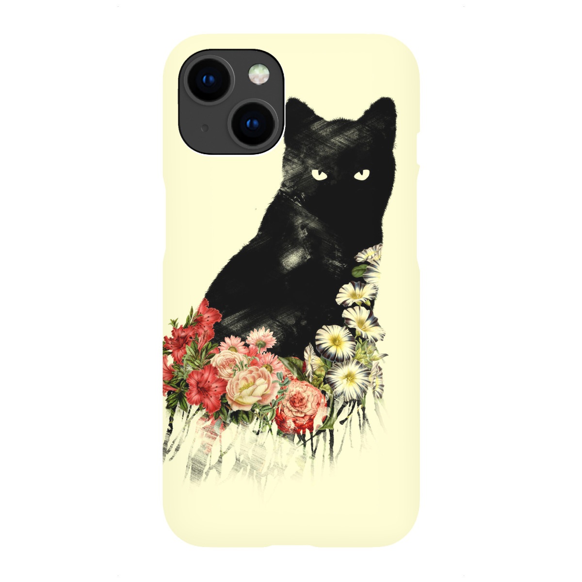 "Schwarze blumige Katze"für iPhone - Premium-Case Handyhülle artboxONE