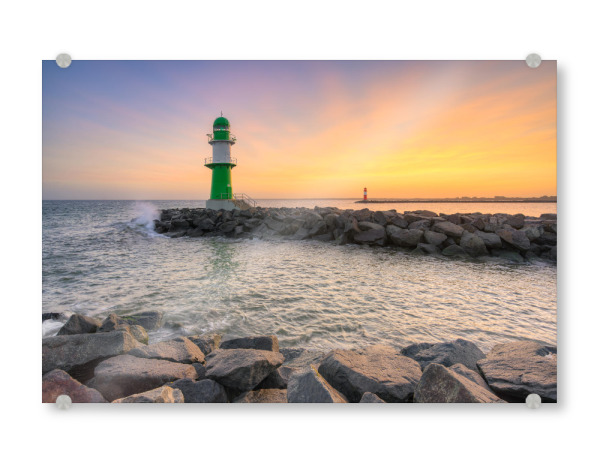 Acrylglasbild "Molenfeuer Warnemünde" artboxONE - Reise,Architektur,Reise / Strand und Meer