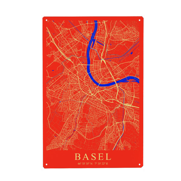 Holzbild "Basler City Karte" artboxONE - Städte
