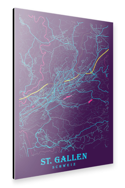 Alu-Dibond "Stadtplan von St. Gallen" 30x20 cm artboxONE