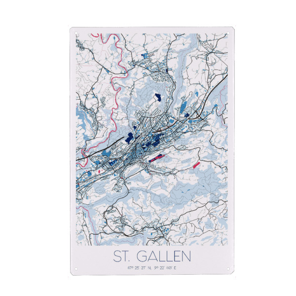 Holzbild "CityMap St. Gallen" artboxONE - Städte