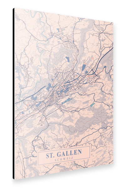 Alu-Dibond "Sankt Gallen City Map Breezy" 30x20 cm artboxONE