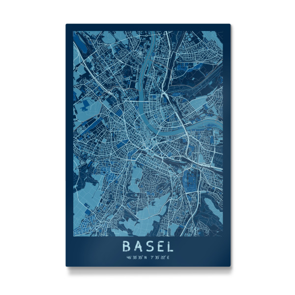 Galerie-Print "Stadtplan Basel - Blau" 30x20 cm artboxONE