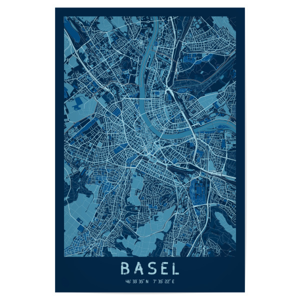 Poster "Stadtplan Basel - Blau" artboxONE - Städte