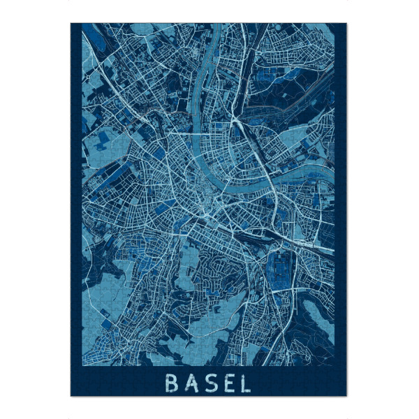 Puzzle Ravensburger "Stadtplan Basel - Blau" artboxONE - Städte