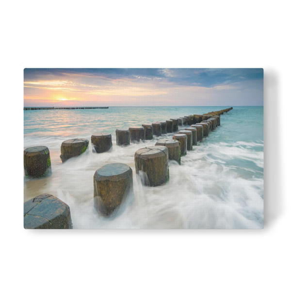 Leinwandbild "Ostsee Buhne im Sonnenuntergang" artboxONE - Natur,Reise