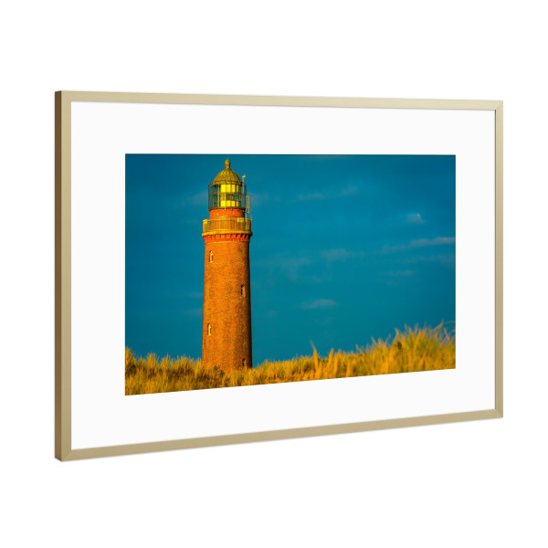 Poster mit Rahmen Gold "Leuchtturm Darßer Ort" artboxONE - Natur,Reise