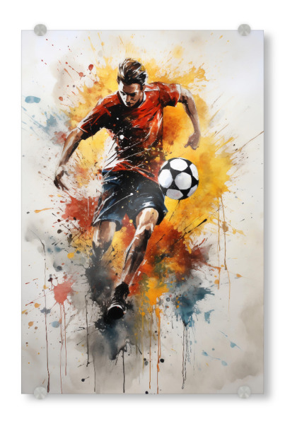 Acrylglasbild "Football Watercolor 5 (matart)" artboxONE - Sport,Sport / Fußball - Fußball,Fußballspieler,Spieler,Ball,Mannschaft,Sport,Bunt,Aquarell