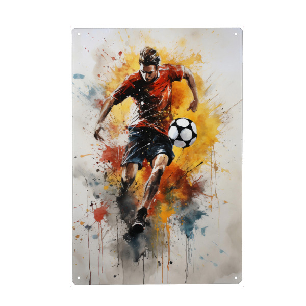 Holzbild "Football Watercolor 5 (matart)" artboxONE - Sport,Sport / Fußball - Fußball,Fußballspieler,Spieler,Ball,Mannschaft,Sport,Bunt,Aquarell