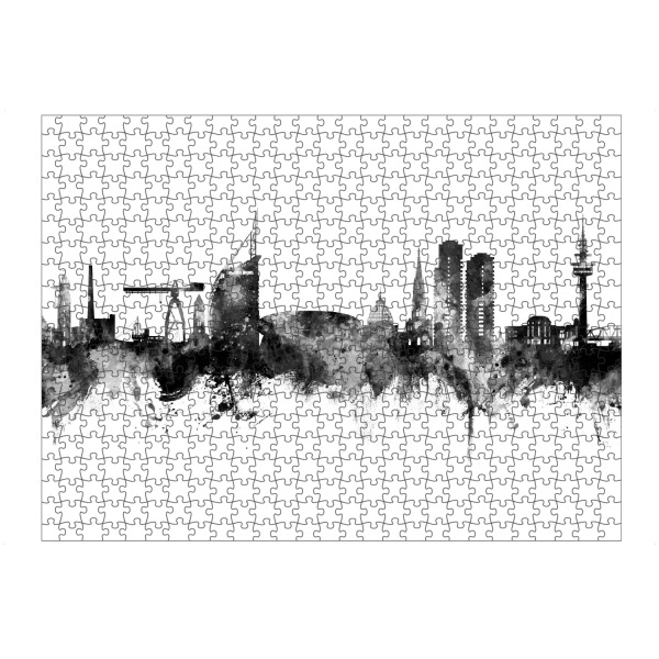 Puzzle Ravensburger "Bremerhaven Skyline Schwarz" artboxONE - Städte,Schwarzweiß